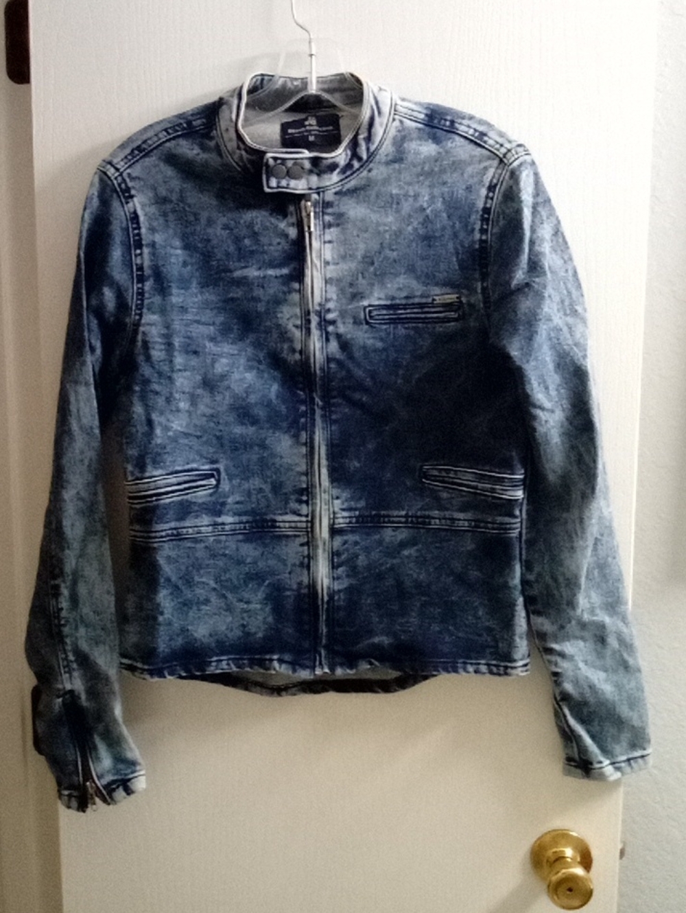 Women’s Washed Blue Denim-Style Zip Jacket